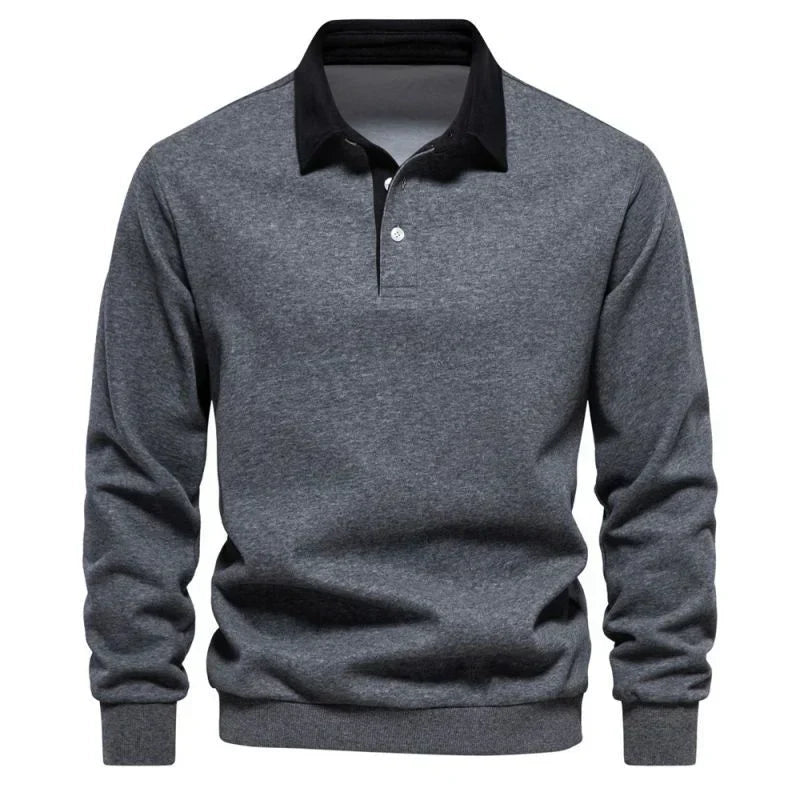 Norvielle Herren Poloshirt Langärmlig Baumwolle Weiß