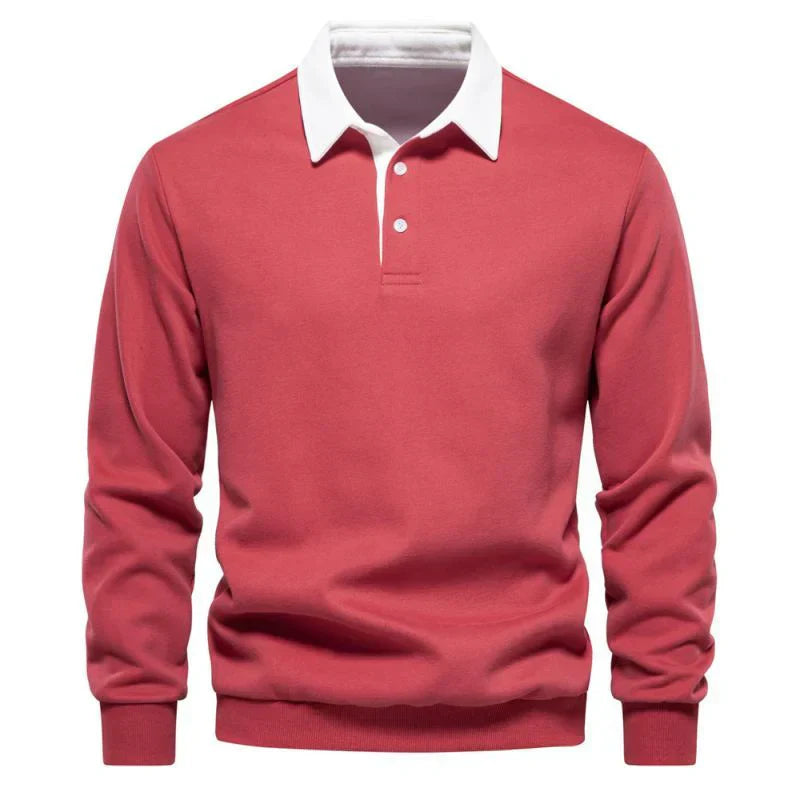 Norvielle Herren Poloshirt Langärmlig Baumwolle Weiß
