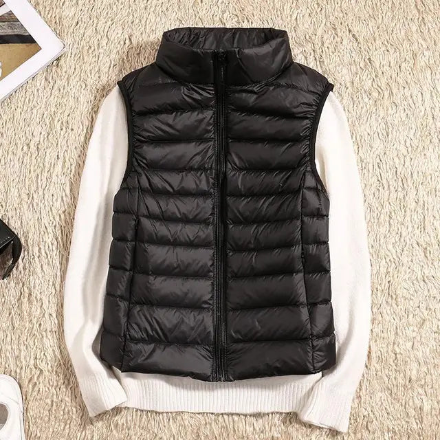 Damen Warme Steppweste Winter Schwarz - Norvielle