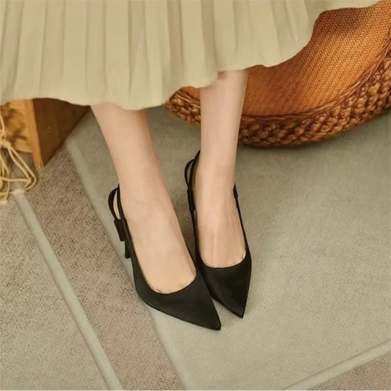 Damen Slingback Pumps Spitze Zehenform
