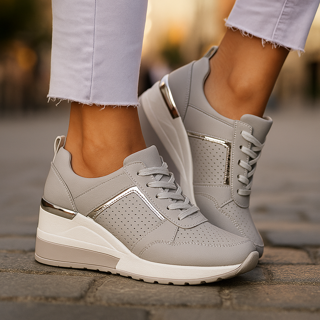 Damen Plateau Sneaker Schnürung