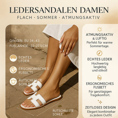 Damen Flachsandale Leder Atmungsaktiv Sommer