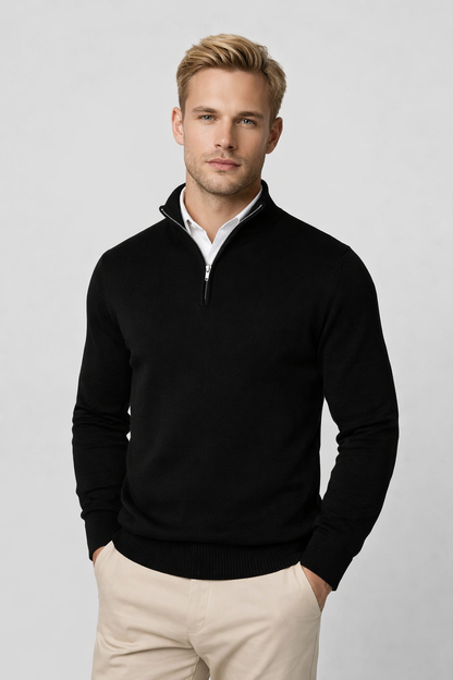 Herren Pullover Halbreißverschluss Stehkragen