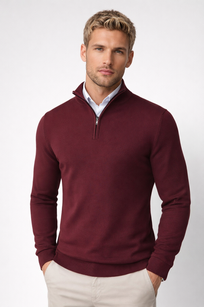 Herren Pullover Halbreißverschluss Stehkragen