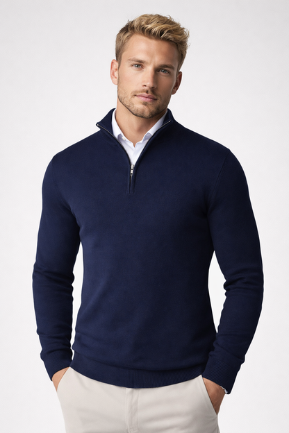 Herren Pullover Halbreißverschluss Stehkragen