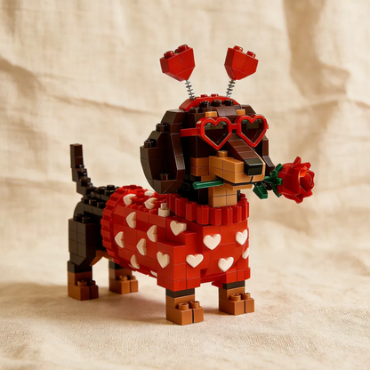 Dackel Baustein Set Herzdesign Bausatz Valentinstag - Norvielle