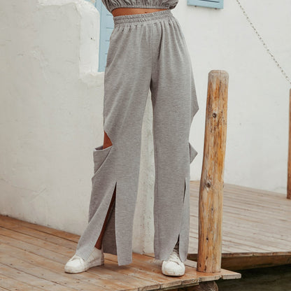Damen High-Waist Freizeithose mit Schlitzen Norvielle - Norvielle