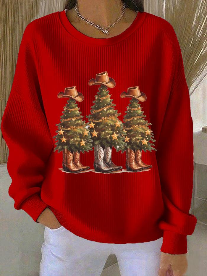 Noor Damen Weihnachtspullover Western Weihnachtsbäume - Norvielle