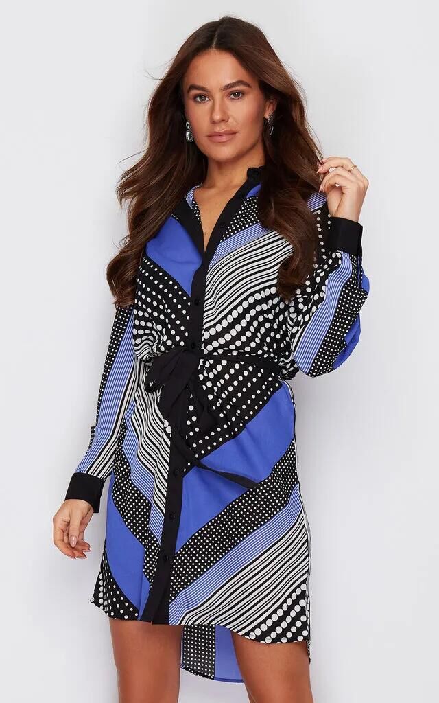 Damen Hemdblusenkleid Grafisches Design Norvielle