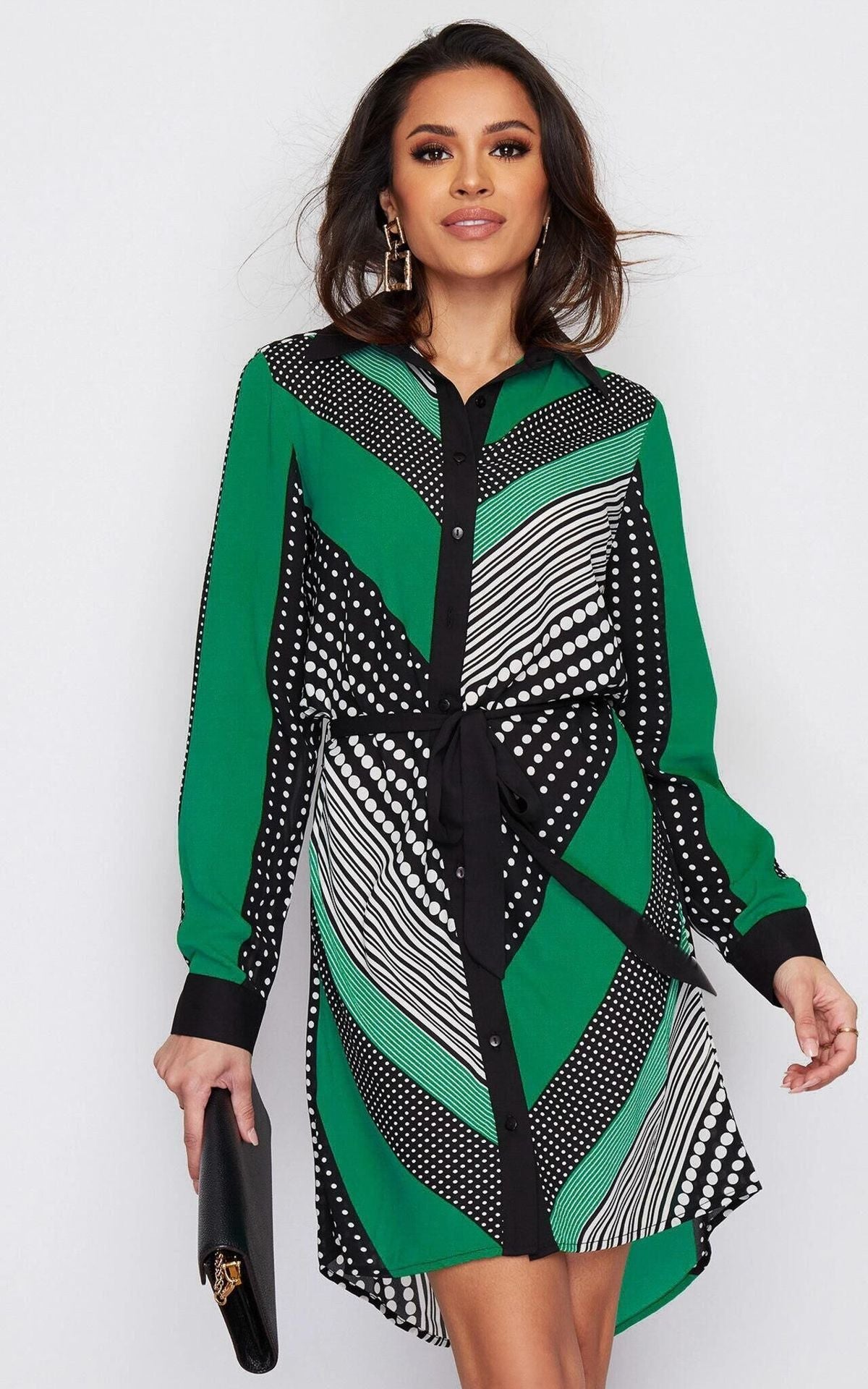 Damen Hemdblusenkleid Grafisches Design Norvielle