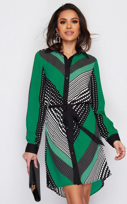 Damen Hemdblusenkleid Grafisches Design Norvielle