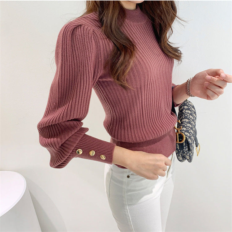 Damen Strickpullover mit Knöpfen Elegantes Design