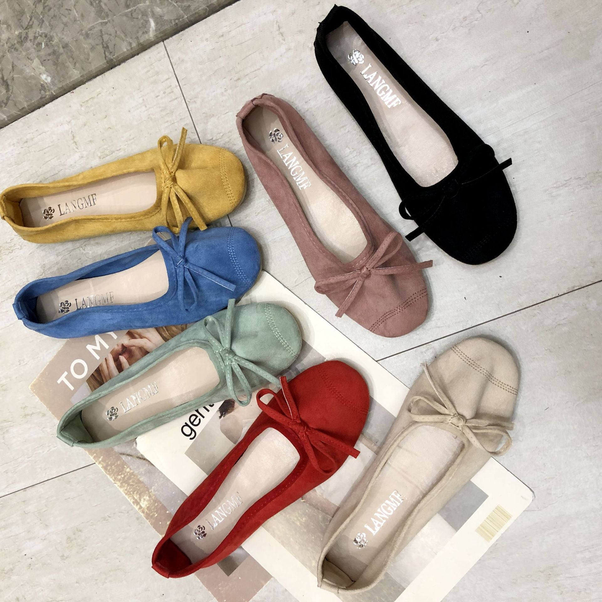 Damen Ballerinas Weiches Obermaterial Zartes Schleifen-Design - Norvielle