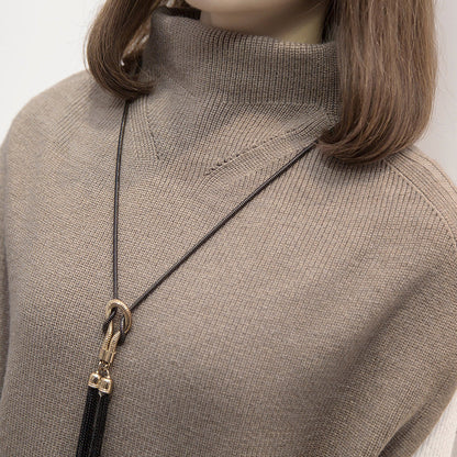 Damen Strickmantel mit Taillengürtel und hohem Kragen Norvielle