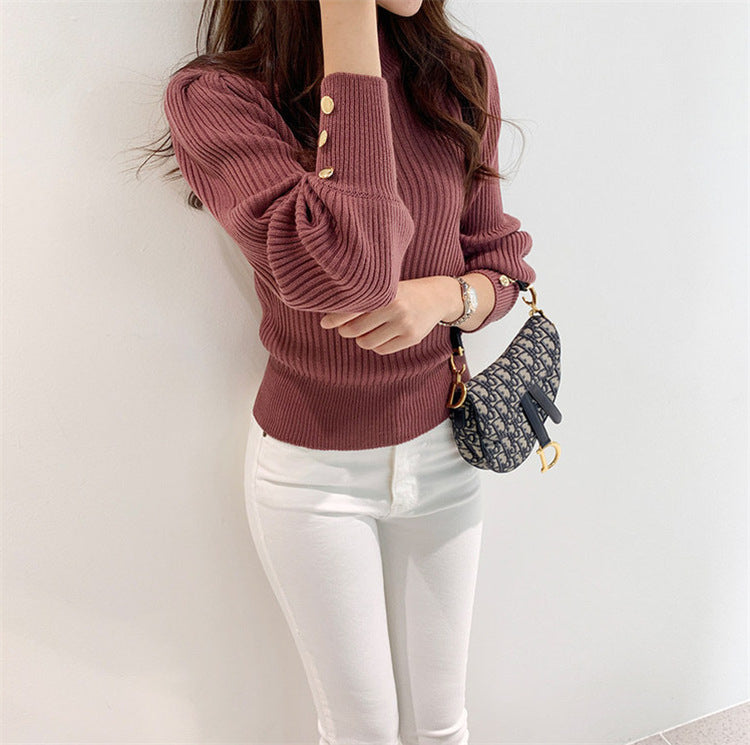 Damen Strickpullover mit Knöpfen Elegantes Design