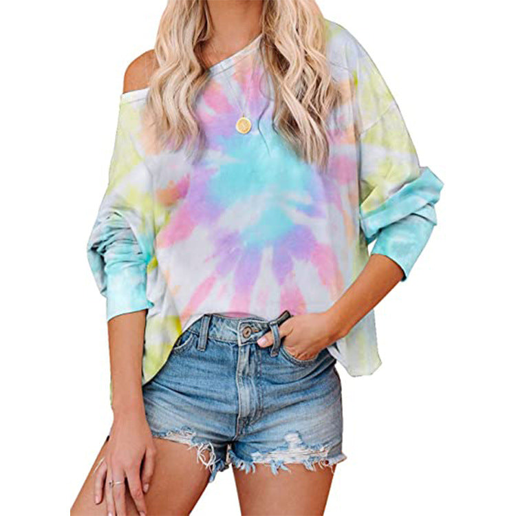 Damen Batikbluse Lockere Asymmetrisch Norvielle