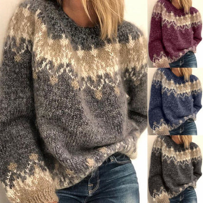 Damen Pullover Geometrisches Muster Weich Norvielle - Norvielle