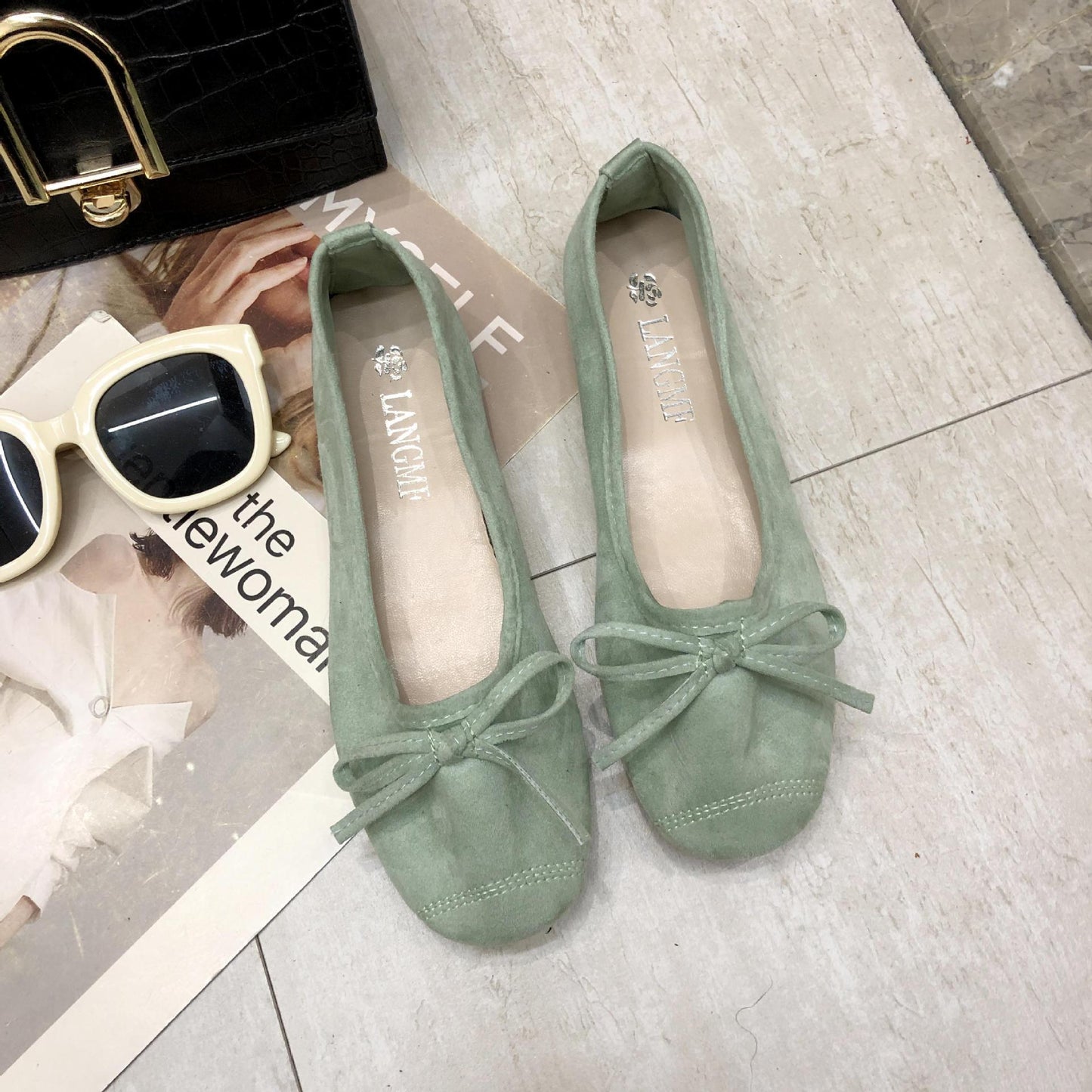 Damen Ballerinas Weiches Obermaterial Zartes Schleifen-Design