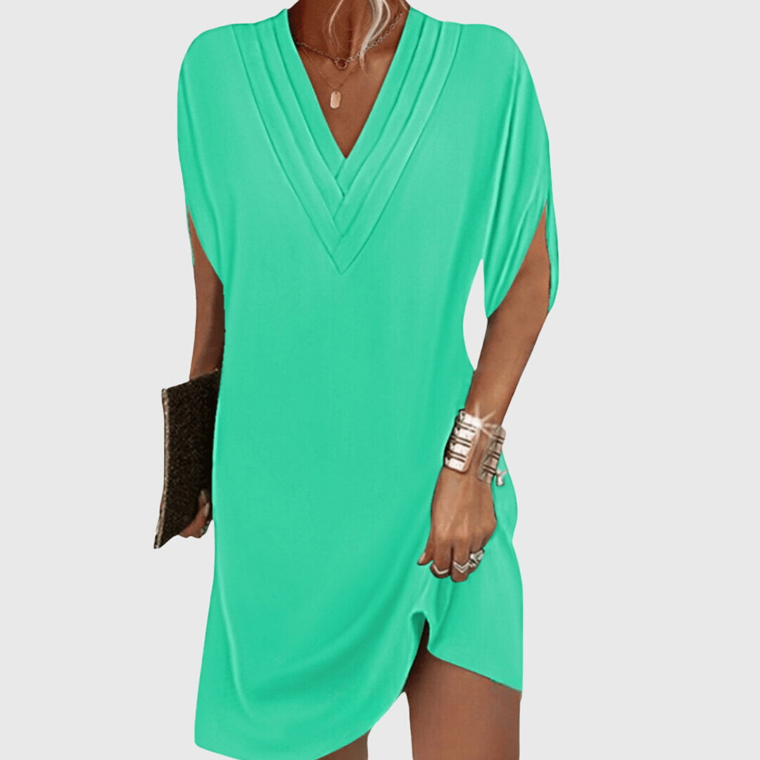Damen V-Ausschnitt Mini Kleid Lockeres Design