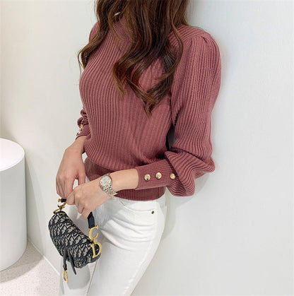 Damen Strickpullover mit Knöpfen Elegantes Design