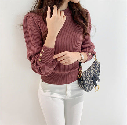 Damen Strickpullover mit Knöpfen Elegantes Design - Norvielle