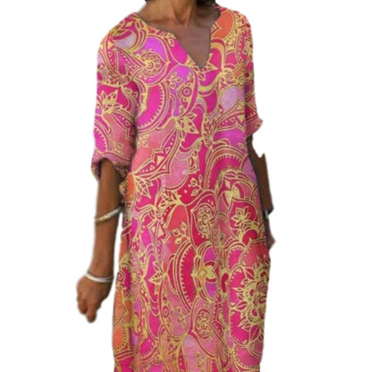 Damen Leichtkleid V-Ausschnitt Bunt Norvielle