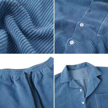 Herren Polo-Set aus Baumwolle mit Shorts und Oberteil Weiß
