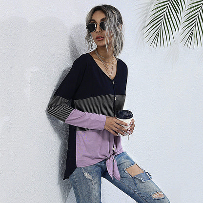 Damen Strickjacke Knopfleisten Norvielle Farbblock