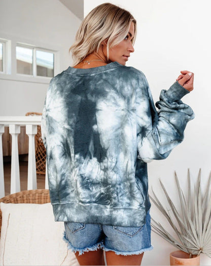 Damen Oversized Sweatshirt Batikdesign Voluminöse Ärmel Norvielle