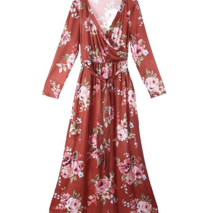 Damen Maxikleid Floralmuster Langer Ärmel Norvielle