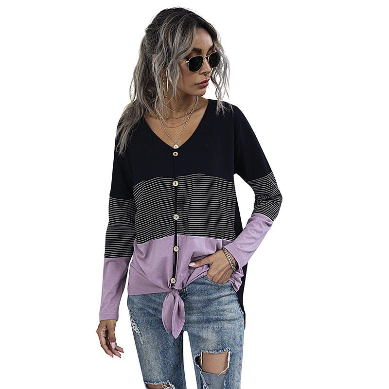 Damen Strickjacke Knopfleisten Norvielle Farbblock