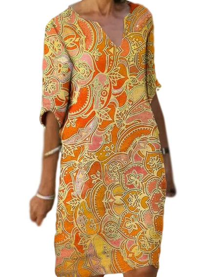 Damen Leichtkleid V-Ausschnitt Bunt Norvielle