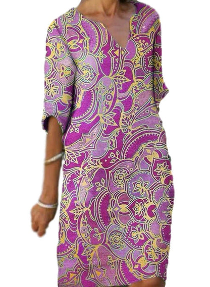 Damen Strandkleid V-Ausschnitt Lässiger Schnitt Norvielle