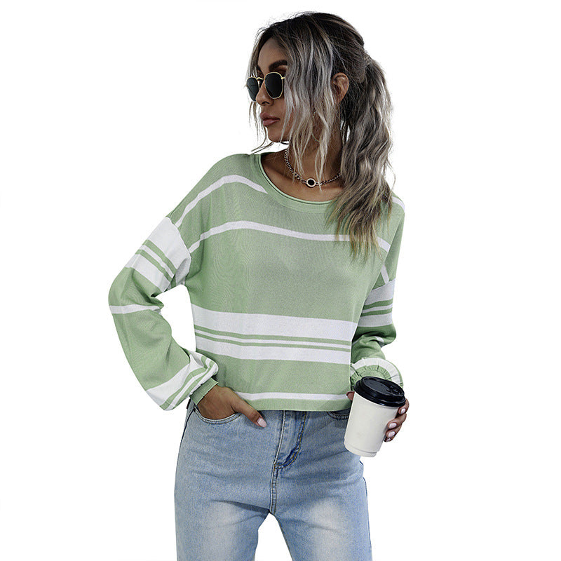 Damen Strickpullover Gestreift Locker Norvielle