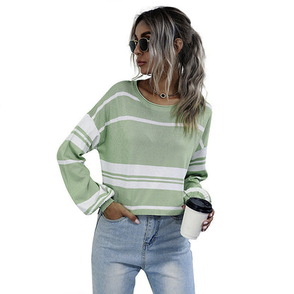 Damen Strickpullover Gestreift Locker Norvielle
