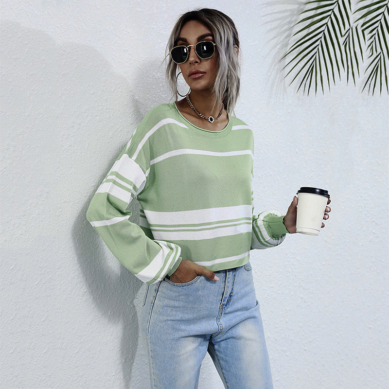 Damen Strickpullover Gestreift Locker Norvielle