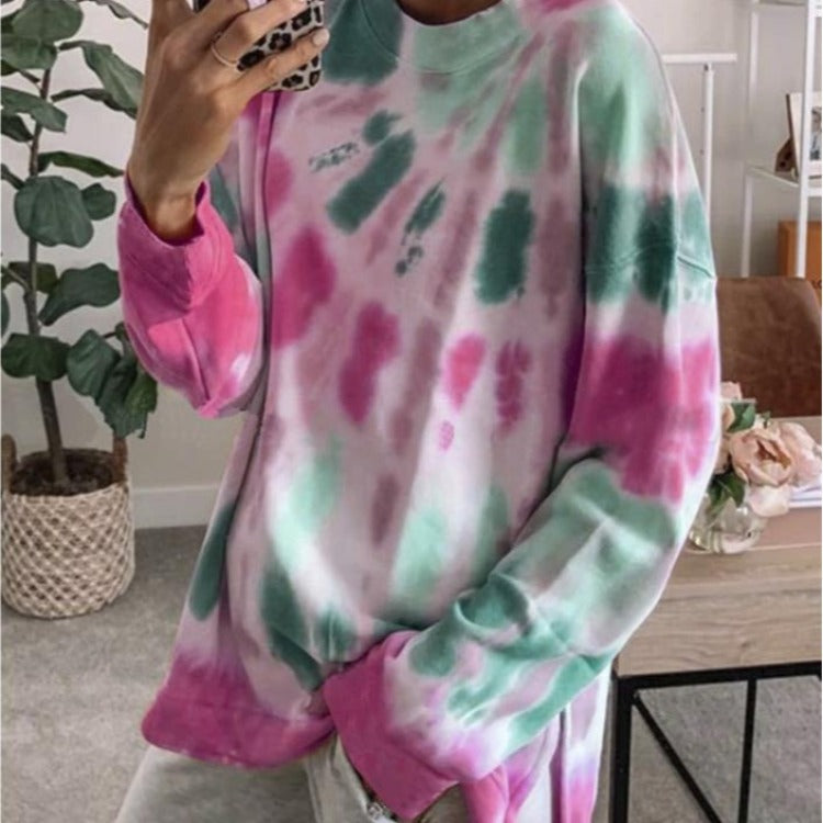 Damen Oversized Sweatshirt Batik Rundhalsausschnitt Bequem - Norvielle