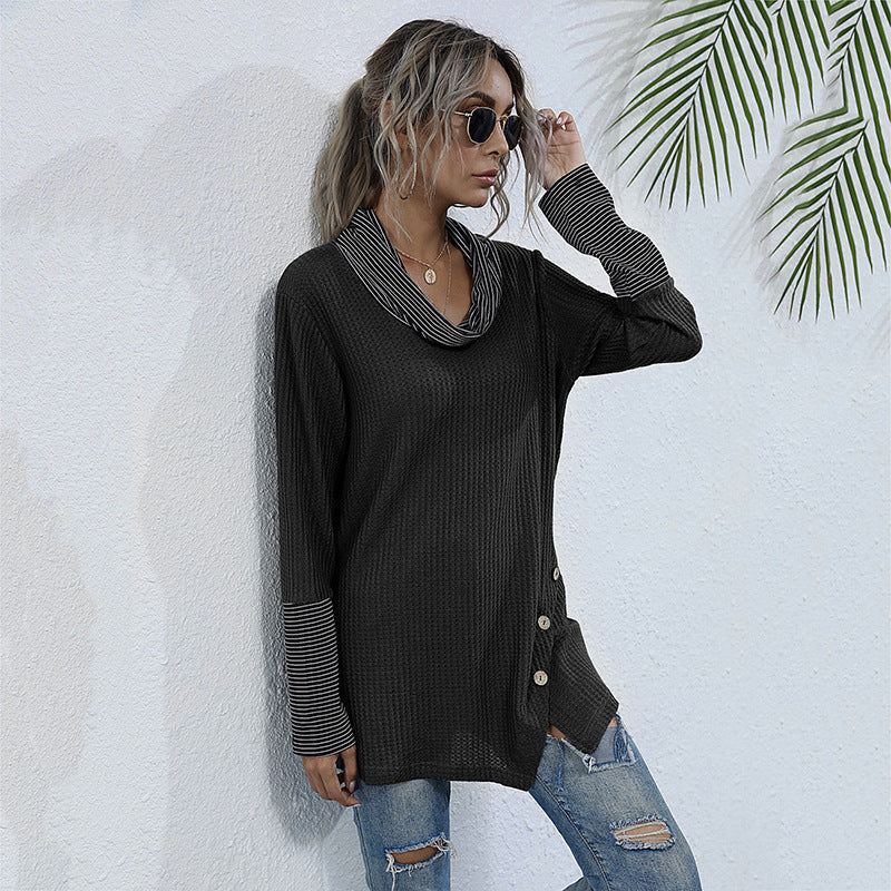 Damen Langarmshirt Mit Kragen Und Knöpfen Norvielle