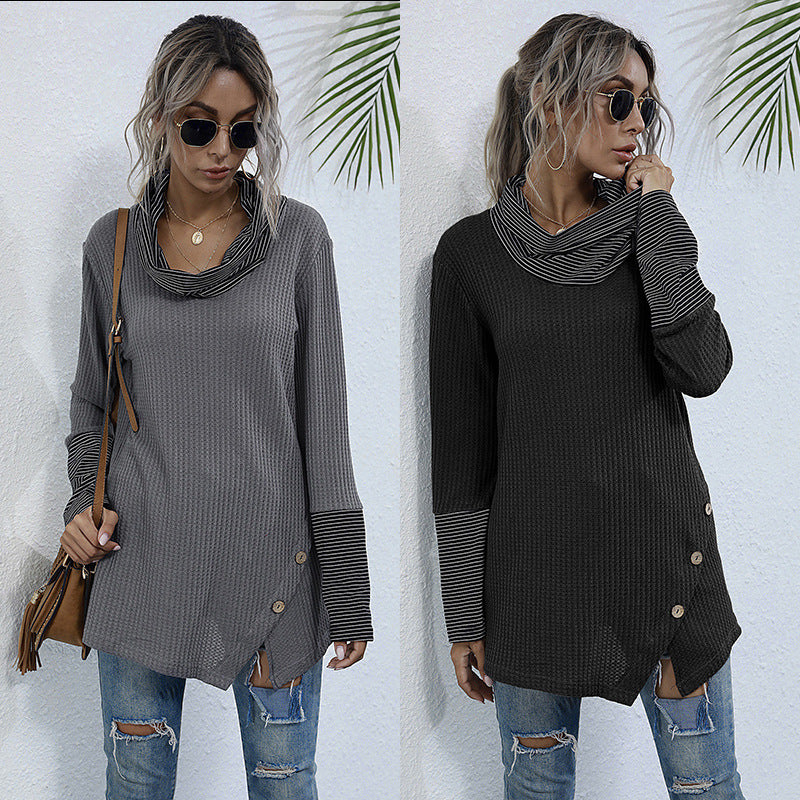 Damen Langarmshirt Mit Kragen Und Knöpfen Norvielle