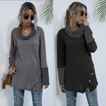 Damen Langarmshirt Mit Kragen Und Knöpfen Norvielle