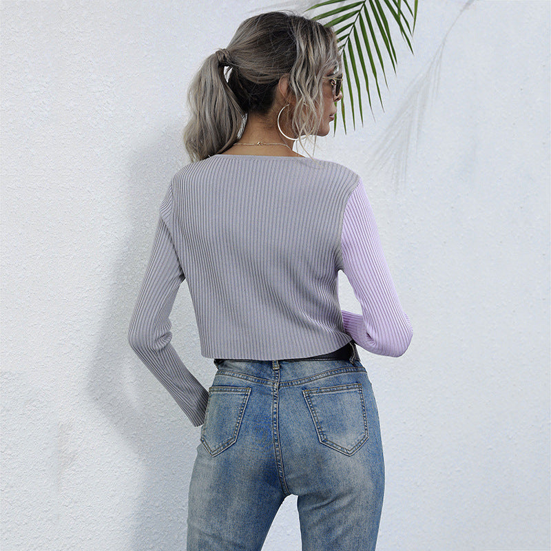 Damen Rippstrick- Kurz Modisches Knopfdesign Norvielle