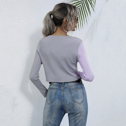 Damen Rippstrick- Kurz Modisches Knopfdesign Norvielle