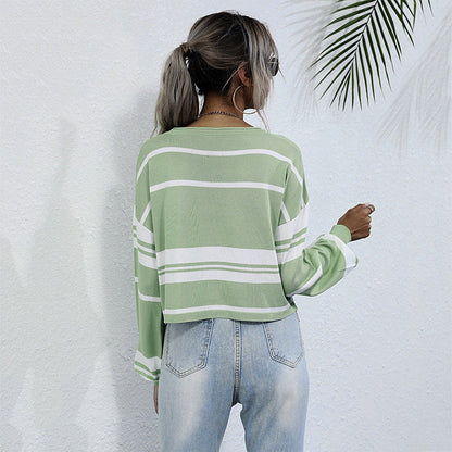 Damen Strickpullover Gestreift Locker Norvielle