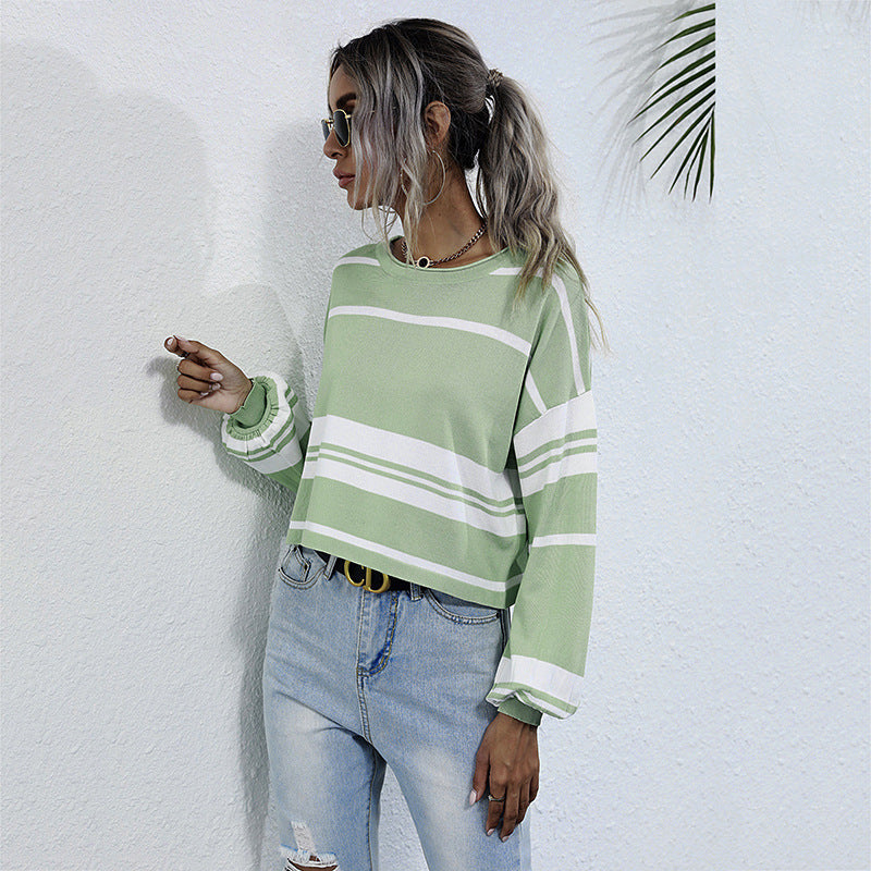 Damen Strickpullover Gestreift Locker Norvielle