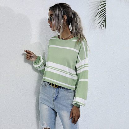Damen Strickpullover Gestreift Locker Norvielle