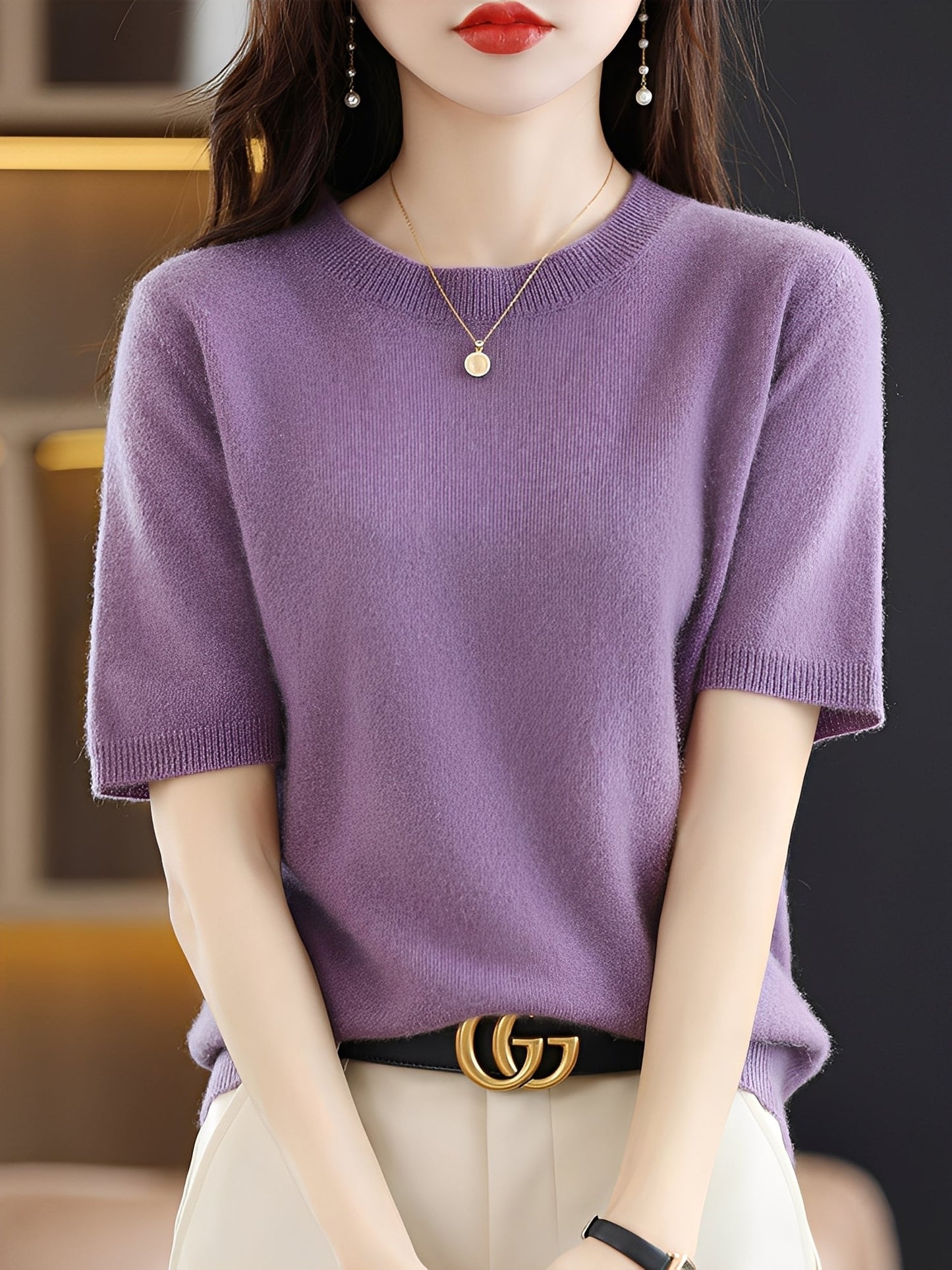 Damen Kurzarm-Pullover