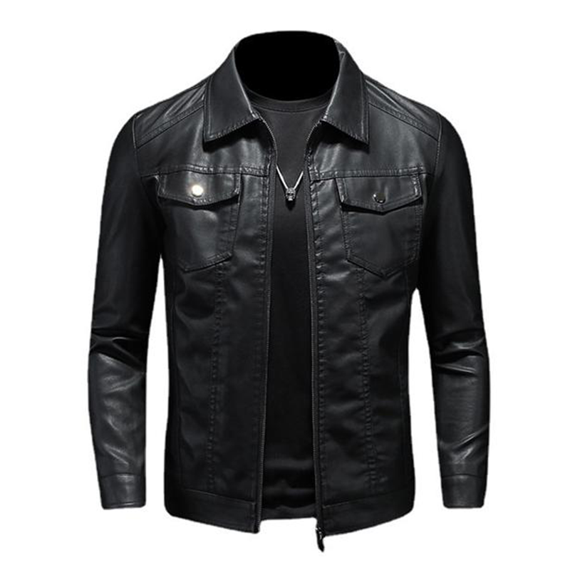 Herren Lederjacke Klassisch Leder Schwarz - Norvielle