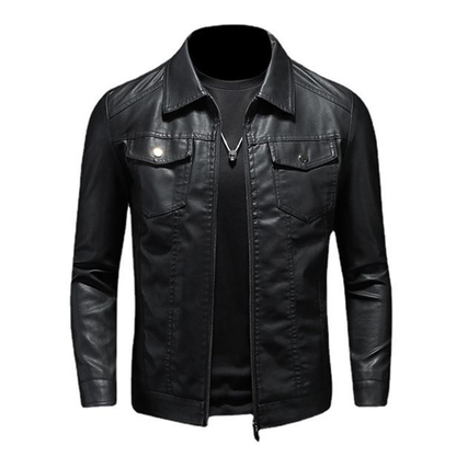 Herren Lederjacke Klassisch Leder Schwarz - Norvielle