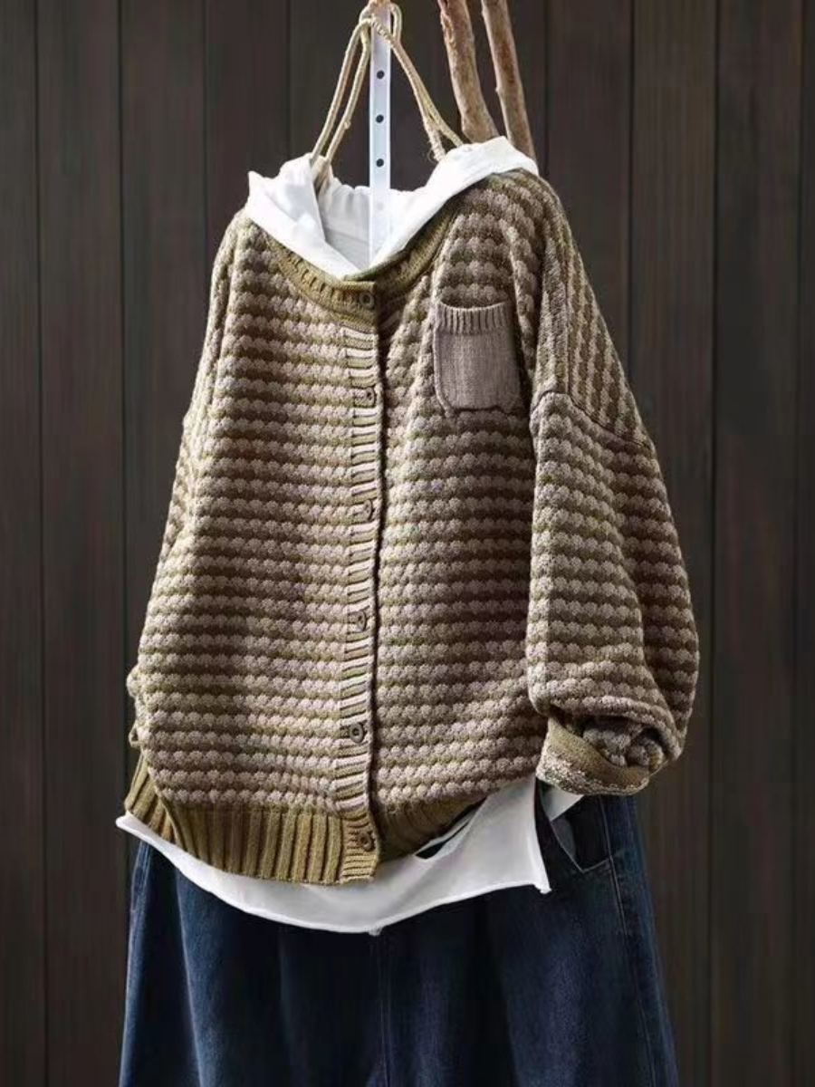 Seliola Damen Texturierter Strickcardigan