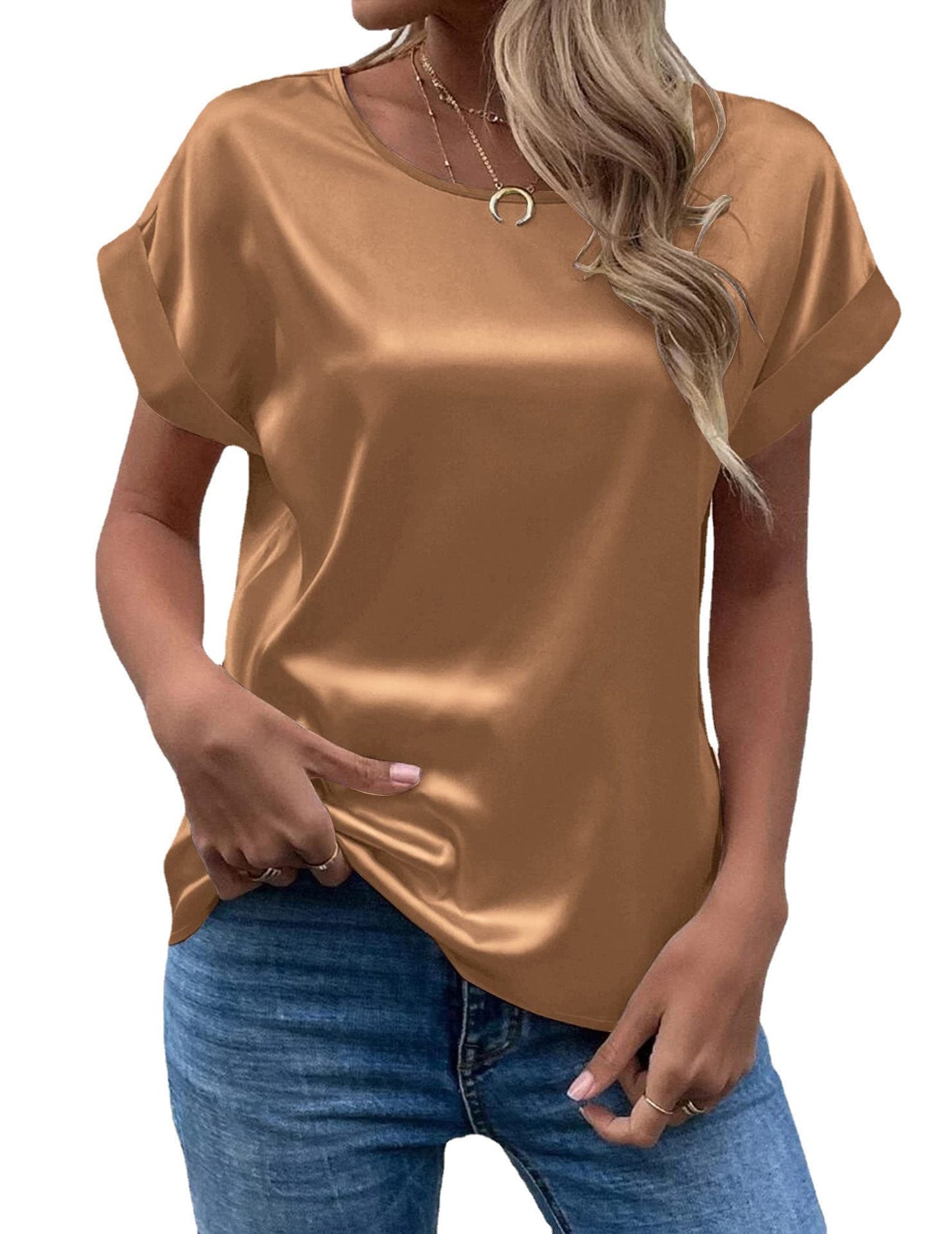 Damen Kurzarm-Oberteil Lockeres Design